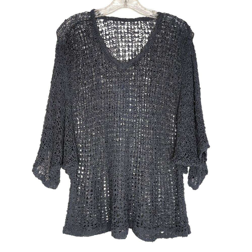 Surabaya Slate Gray Open-Knit Relaxed Fit Sweater Est Size Large Casual